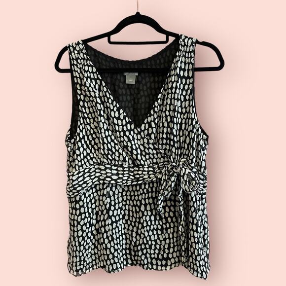 Ann Taylor Lightweight Black and White Tank Top Sleeveless Blouse 14 - Picture 1 of 7